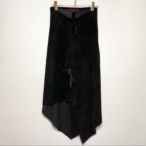 Emma Black Asymmetrical Leather Skirt